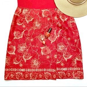 Charter Club linen wrap skirt, Coral Rose, Size 14